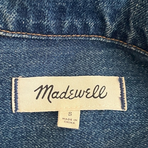 Madewell Blue 100% Cotton Denim Belted Duster Trench Coat Small - Picture 8 of 13